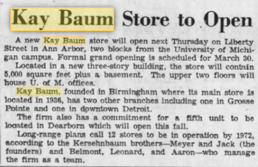 Kay Baum - MARCH 1967 ARTICLE